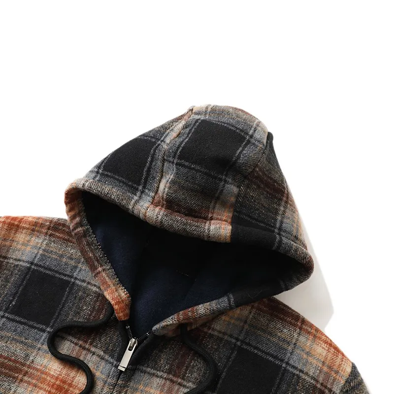 Hooded Plaid Coat OEM&ODM